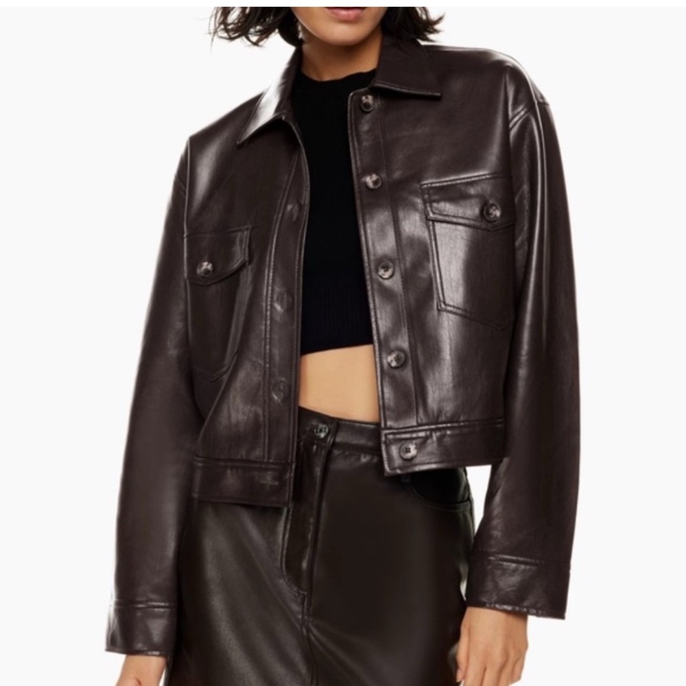 Aritzia Dark Brown Leather Jacket